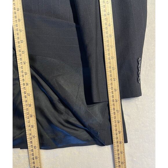 Jos A Bank 42L 36x30 Mens Navy Blue Pinstripe 2 Piece Suit Jacket Pants Set - Picture 11 of 16